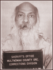 The Bhagwan's mugshot from his booking.
