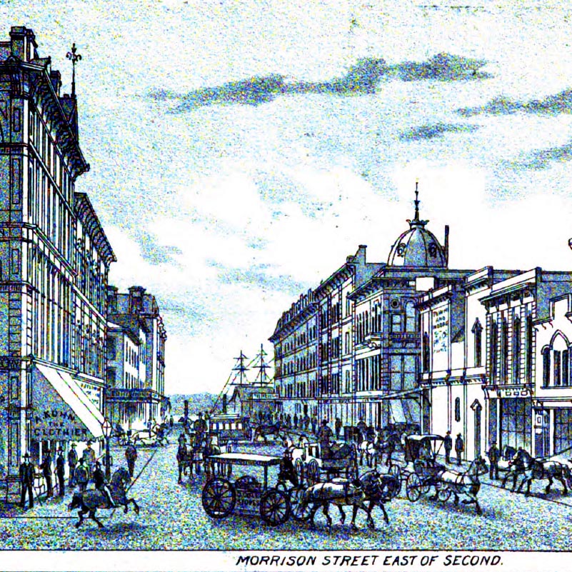 This postcard image, dating from circa 1920, shows a cargo ship being loaded with wheat at the Port of Portland.