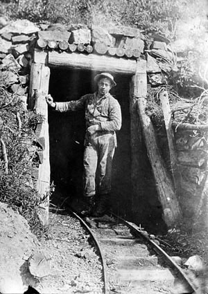 Bourne resident Lee Robinson standing in the upper entrance to the North Pole Mine near Bourne