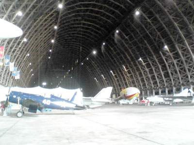 The interior of the blimp hangar in Tillamook, now home to the Tillamook Air Museum. This hangar is the only one of the remaining World War II blimp hangars that's open to the public.