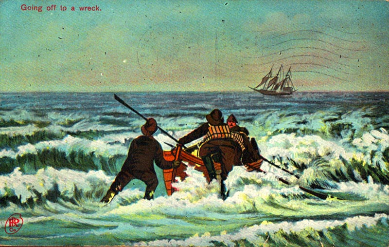 Doomed lumber barge George Olson aground on Clatsop Spit.